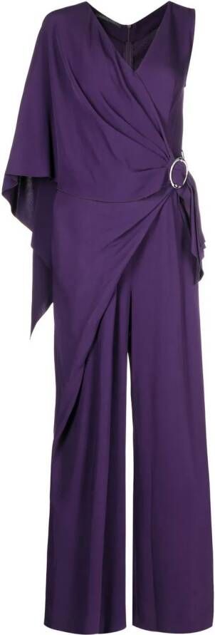 Alberta Ferretti draped-detail sleeveless jumpsuit Paars