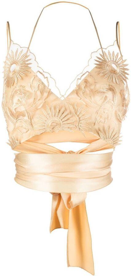 Alberta Ferretti Top met borduurwerk Beige