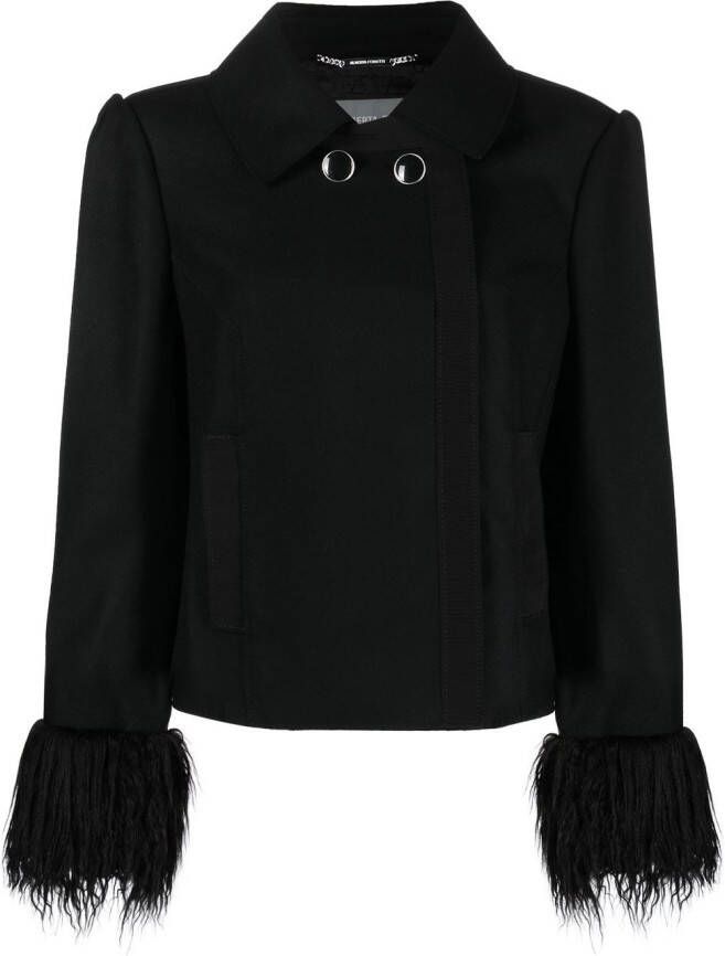 Alberta Ferretti Shirtjack met franje Zwart