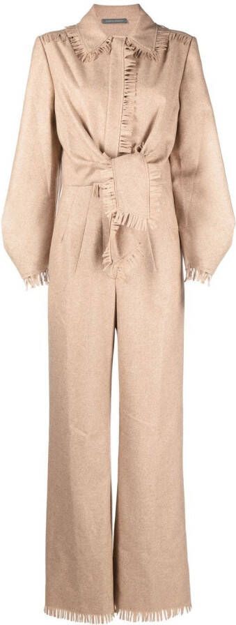 Alberta Ferretti Jumpsuit met franje Beige