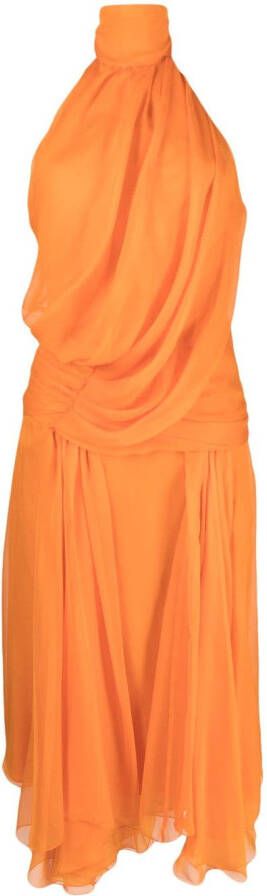 Alberta Ferretti Gedrapeerde halterjurk Oranje