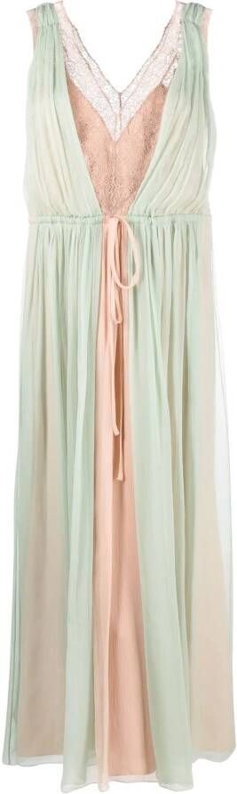 Alberta Ferretti Jurk met chiffon-zijde vlakken 1374 Verde