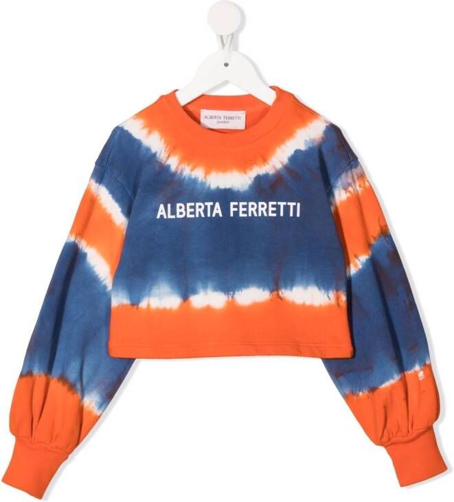 Alberta Ferretti Kids Sweater met tie-dye print Blauw