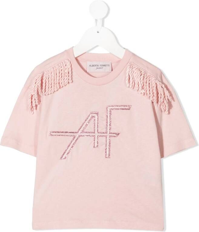 Alberta Ferretti Kids T-shirt met franje afwerking Roze