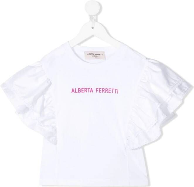 Alberta Ferretti Kids T-shirt met logoprint Wit