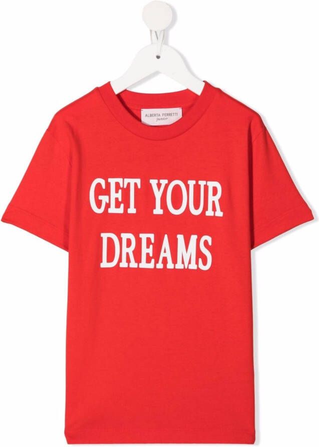 Alberta Ferretti Kids T-shirt met tekst Rood