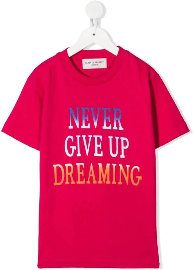 Alberta Ferretti Kids T-shirt met tekst Roze