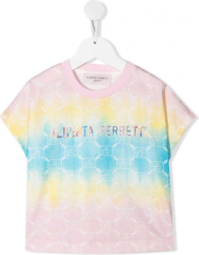 Alberta Ferretti Kids T-shirt met tie-dye print Roze
