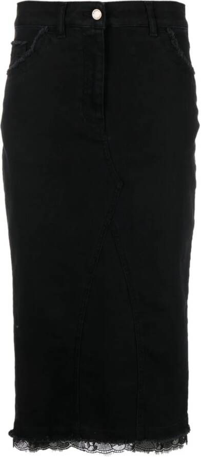 Alberta Ferretti Midi-rok met kant Zwart