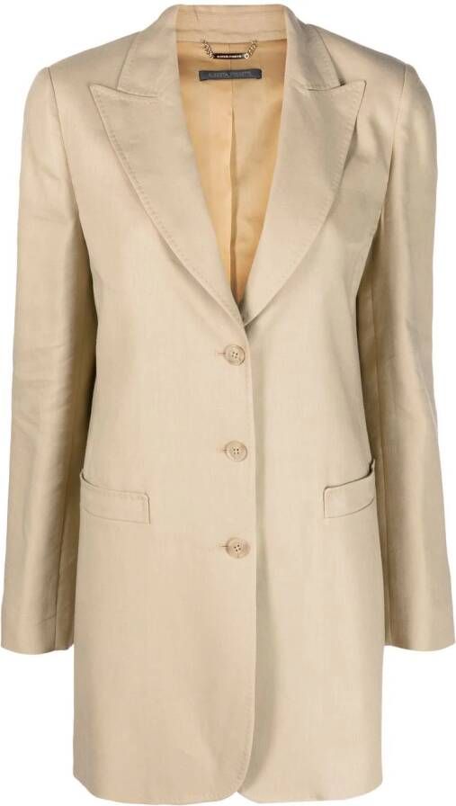 Alberta Ferretti Blazer met enkele rij knopen Beige