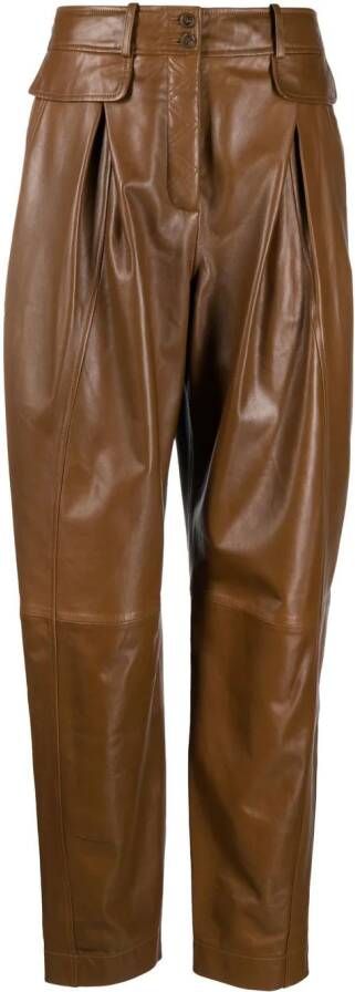 Alberta Ferretti Leren broek Bruin