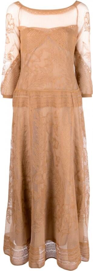 Alberta Ferretti Maxi-jurk met mesh detail Bruin