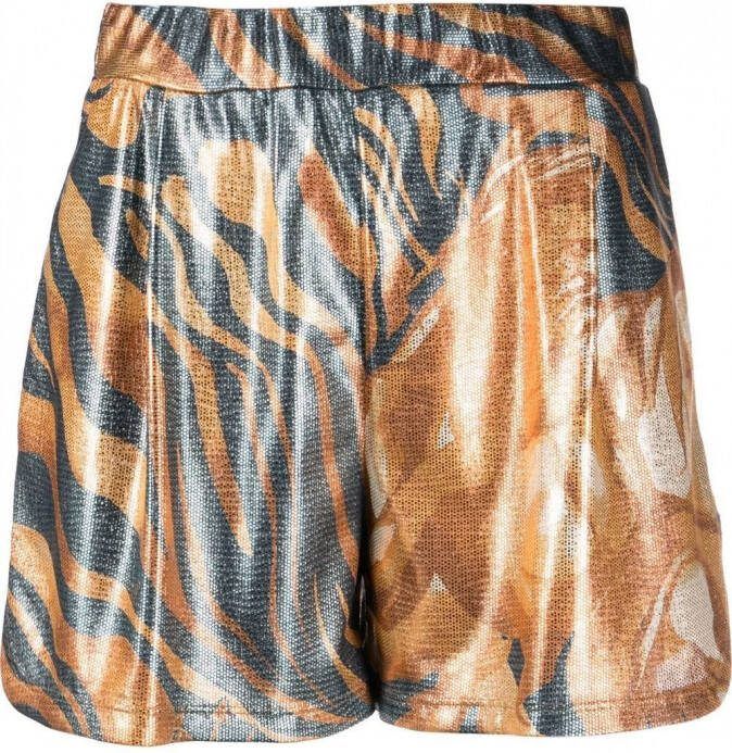 Alberta Ferretti Shorts met metallic print Blauw
