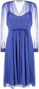 Alberta Ferretti Midi-jurk met doorzichtige mouwen Blauw