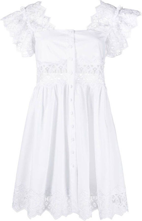 Alberta Ferretti Midi-jurk met vierkante hals Wit