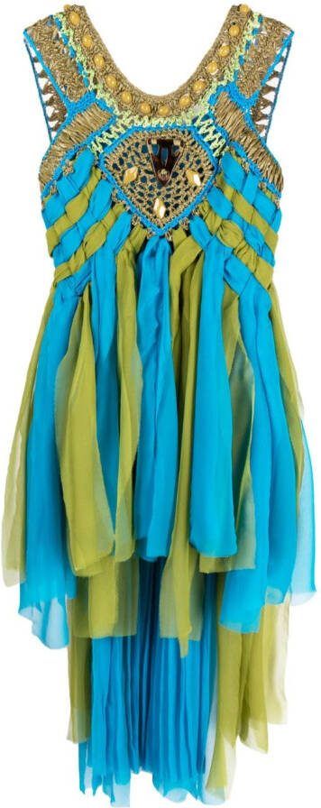 Alberta Ferretti Midi-jurk verfraaid met kralen Blauw