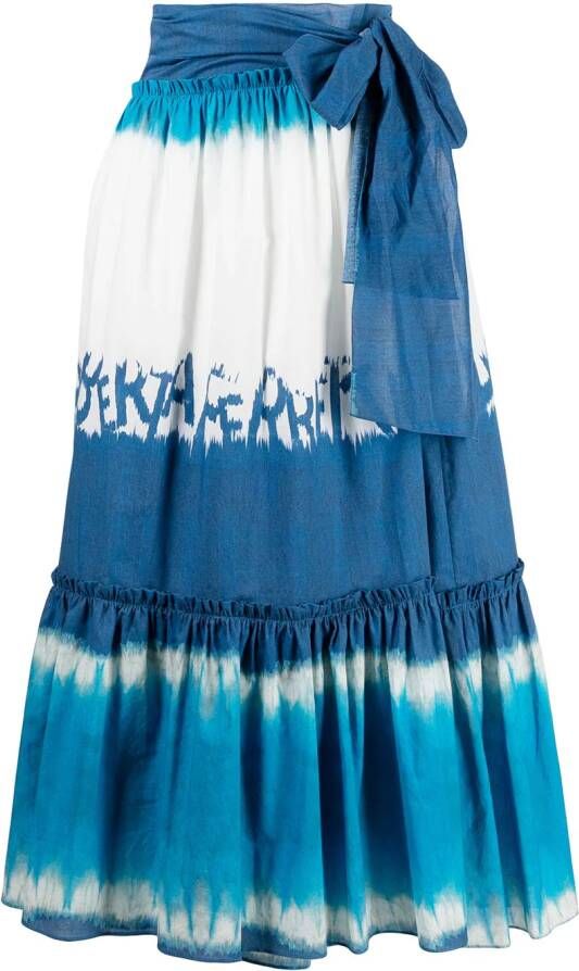 Alberta Ferretti Midi-rok met tie-dye print Blauw