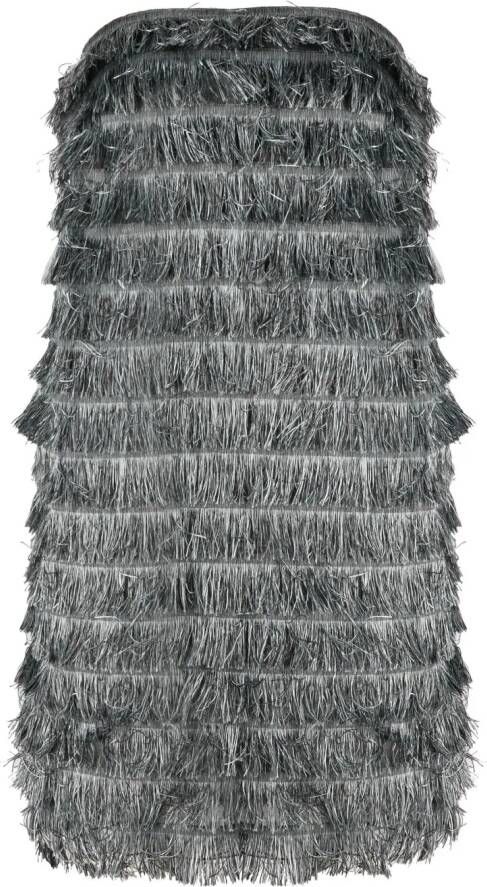 Alberta Ferretti Strapless mini-jurk met franje Grijs
