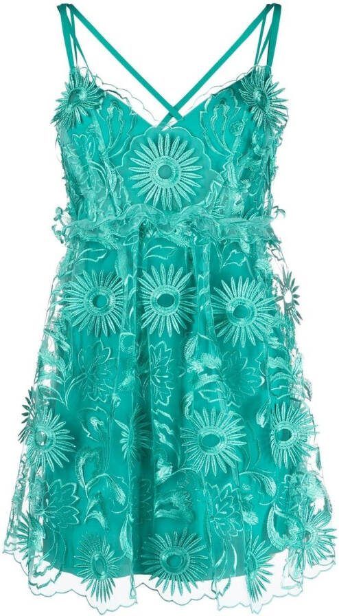 Alberta Ferretti Mini-jurk met geborduurde bloemen Groen