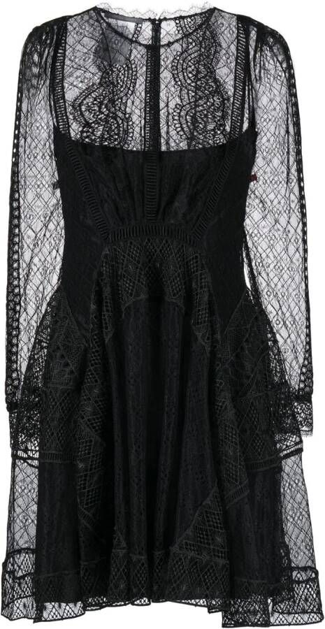 Alberta Ferretti Mini-jurk met kant Zwart