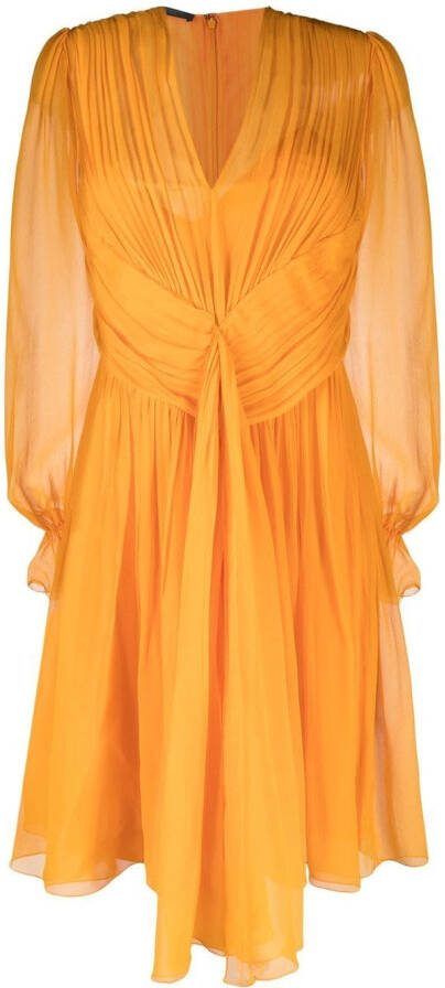 Alberta Ferretti Zijden jurk met V-hals Oranje