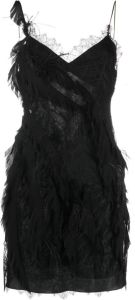 Alberta Ferretti Mini-jurk met veren Zwart