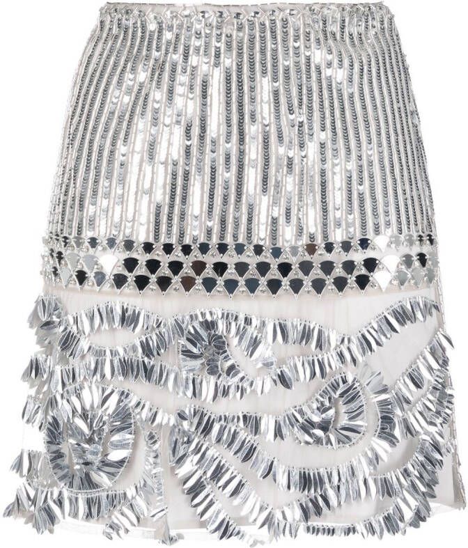 Alberta Ferretti Mini-rok verfraaid met pailletten Zilver