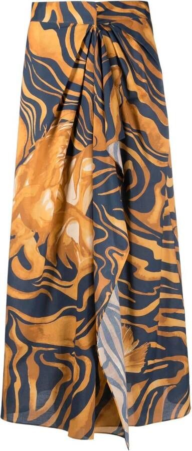 Alberta Ferretti Plooirok met print Geel