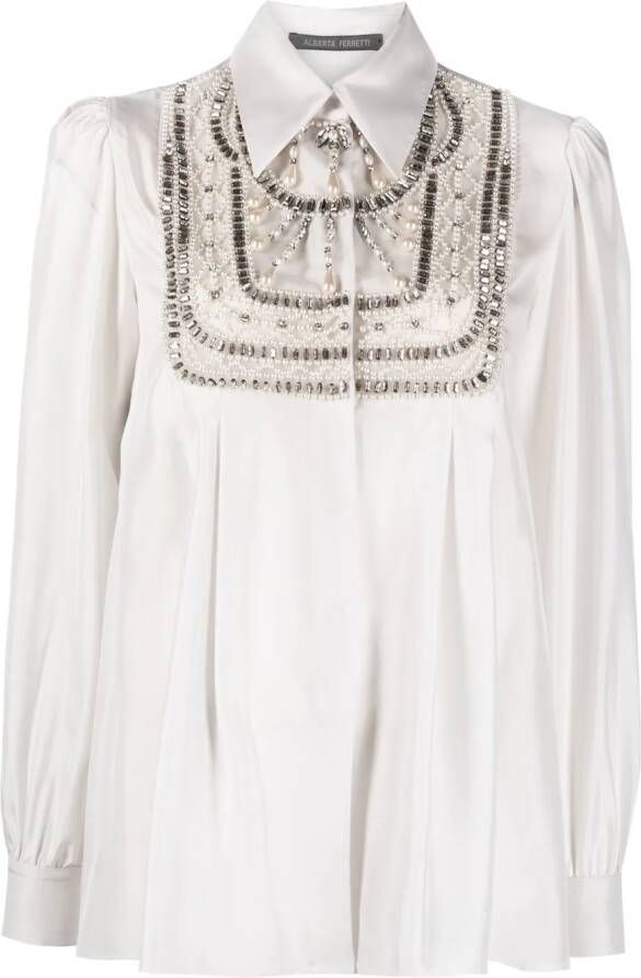 Alberta Ferretti Blouse verfraaid met stras Wit