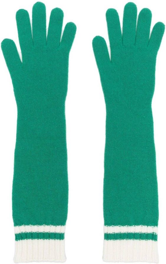 Alberta Ferretti Ribgebreide handschoenen Groen