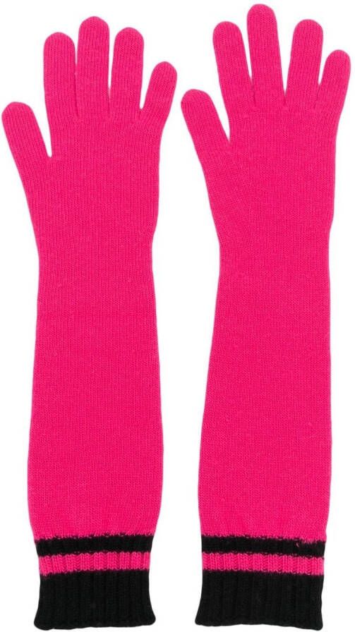 Alberta Ferretti Ribgebreide handschoenen Roze