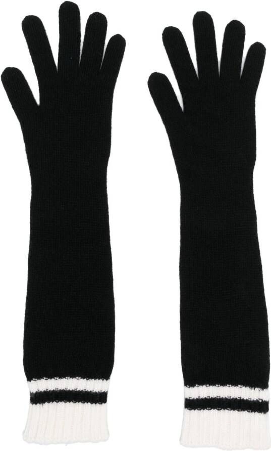 Alberta Ferretti Ribgebreide handschoenen Zwart