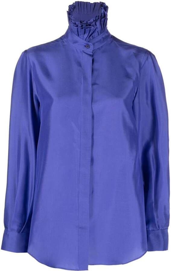 Alberta Ferretti T-shirt met ruchekraag Blauw