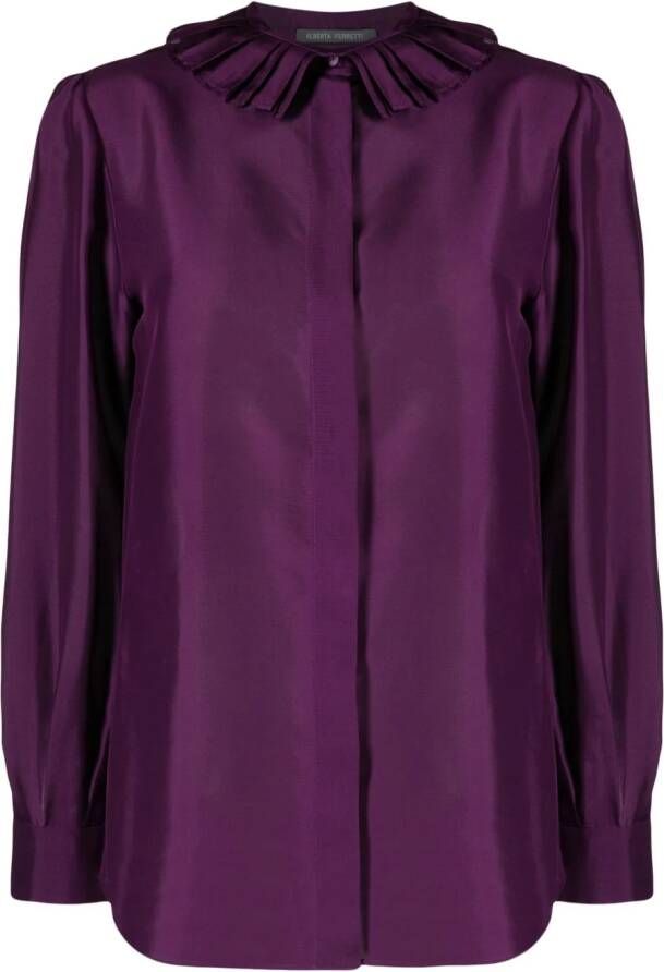 Alberta Ferretti T-shirt met ruchekraag Paars