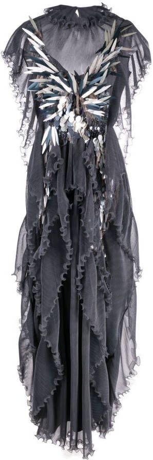 Alberta Ferretti Maxi-jurk met ruches Grijs