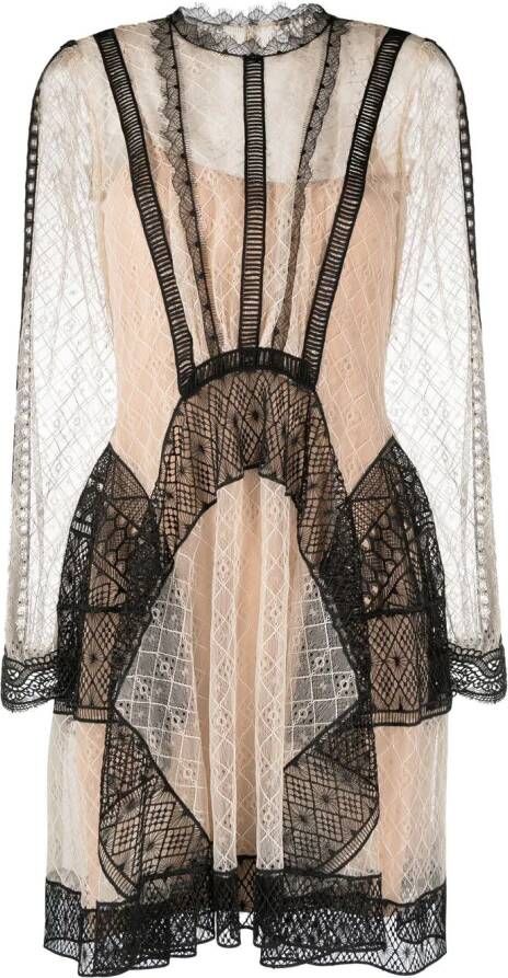 Alberta Ferretti Mini-jurk met kant Beige