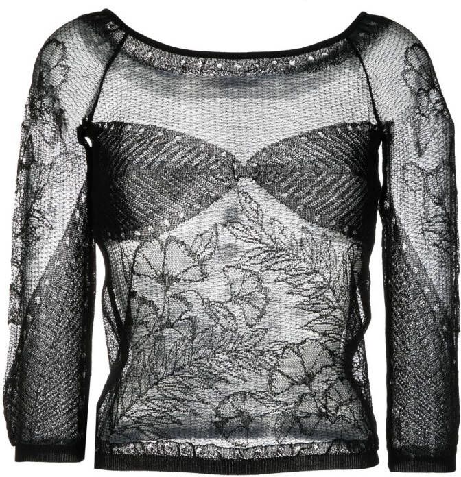 Alberta Ferretti Semi-doorzichtige top Zwart
