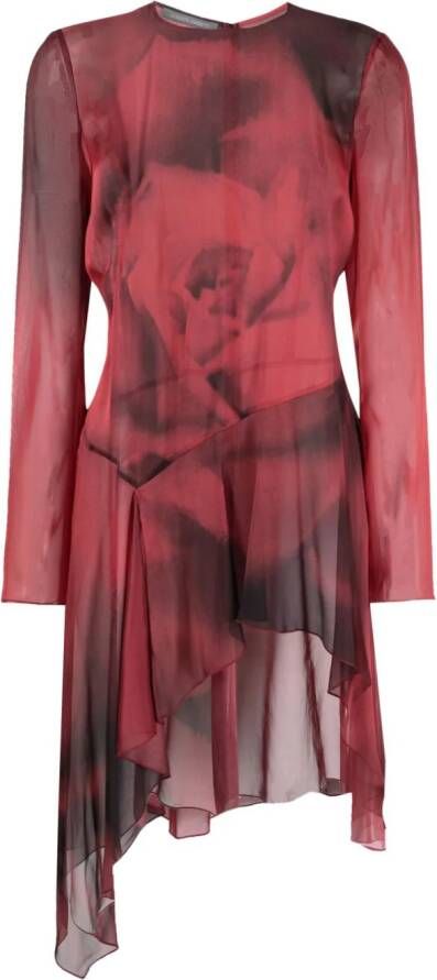 Alberta Ferretti Asymmetrische mini-jurk met bloemenprint Rood