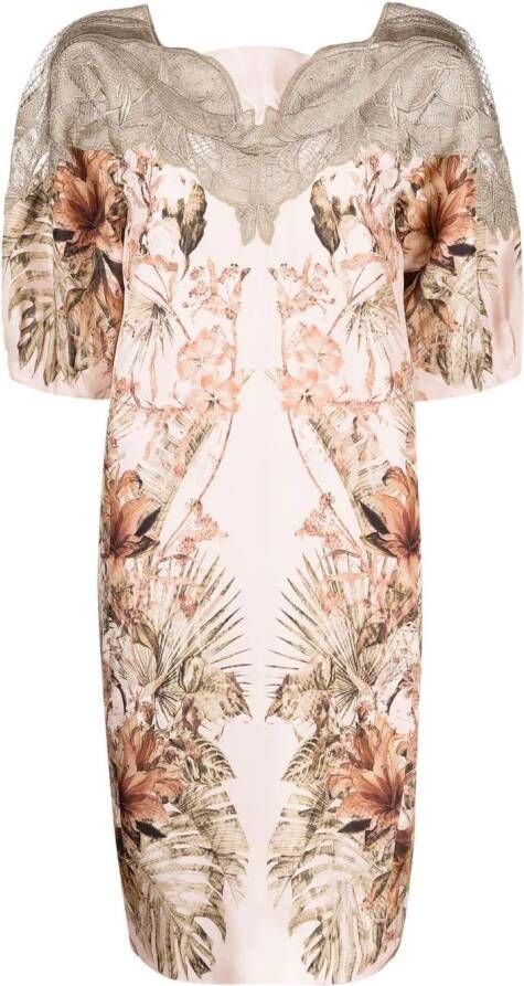 Alberta Ferretti Shiftjurk met bloemenprint Beige