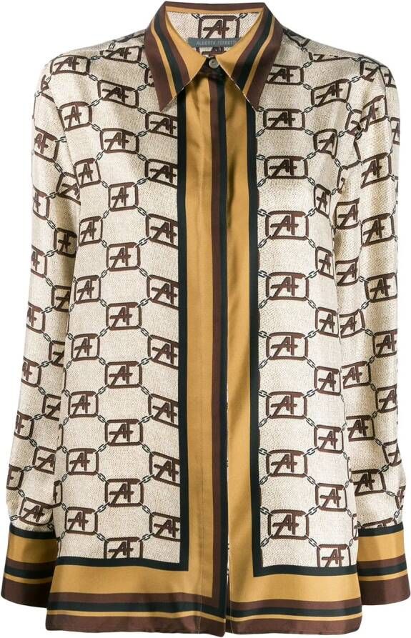 Alberta Ferretti Shirt met logoprint Beige