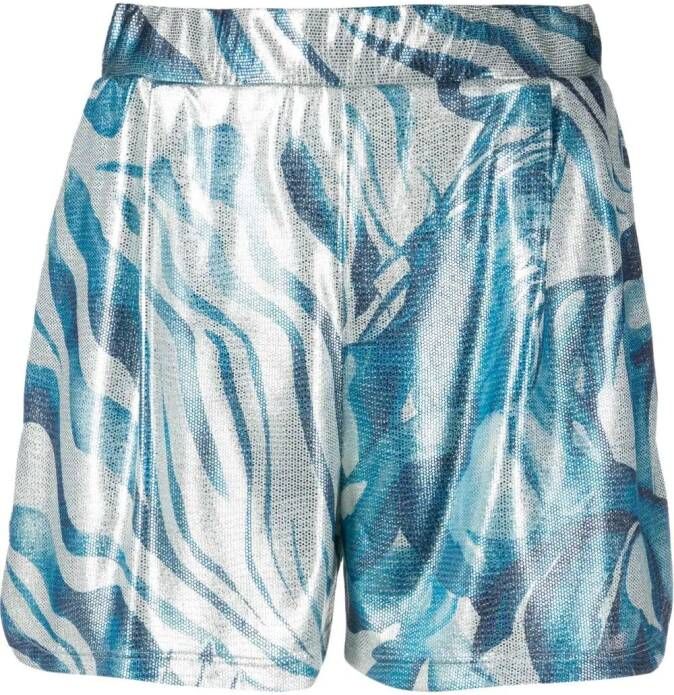 Alberta Ferretti Shorts met metallic print Blauw