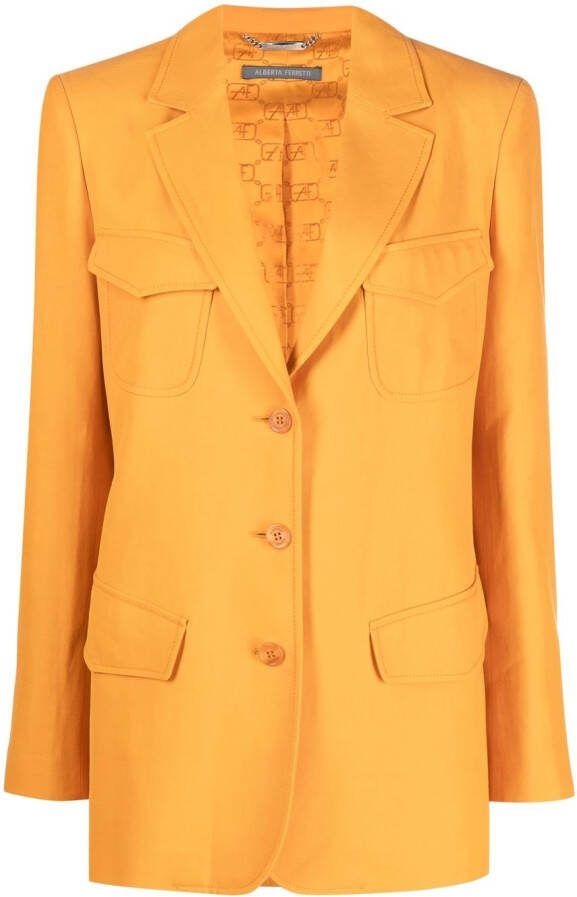 Alberta Ferretti Blazer met enkele rij knopen Oranje