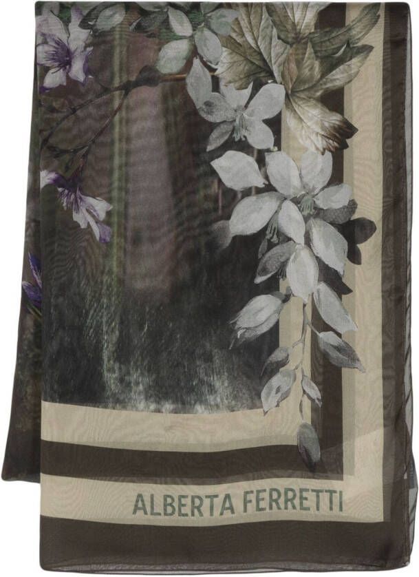 Alberta Ferretti Sjaal met bloemenprint Groen