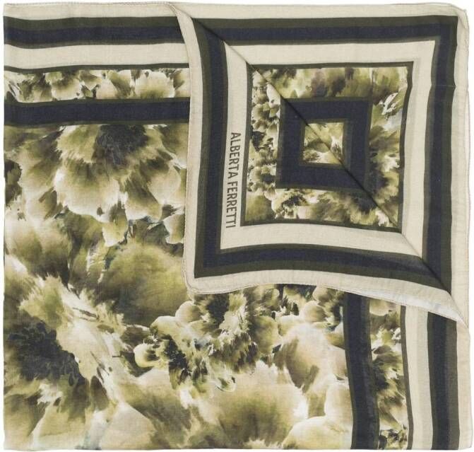 Alberta Ferretti Sjaal met bloemenprint Groen