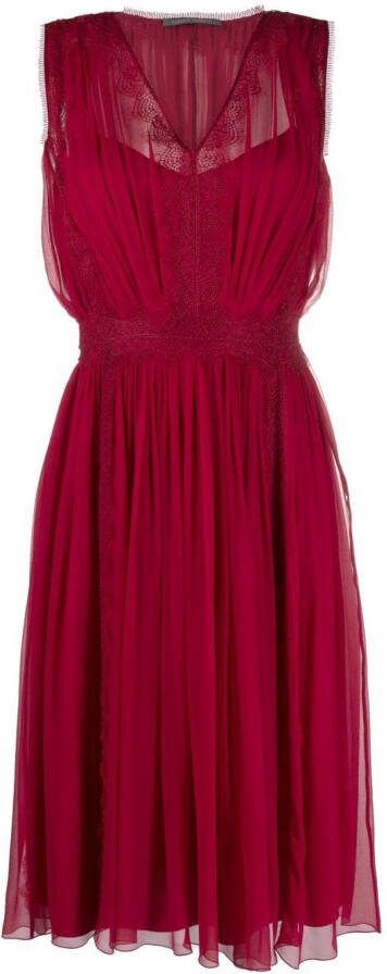 Alberta Ferretti Mouwloze midi-jurk Rood