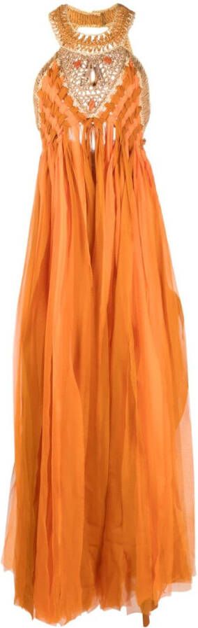 Alberta Ferretti Maxi jurk met geweven vlak Oranje
