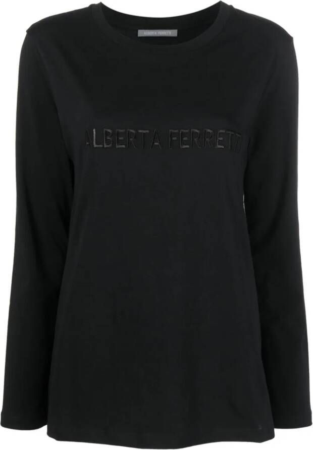 Alberta Ferretti T-shirt met geborduurd logo Zwart