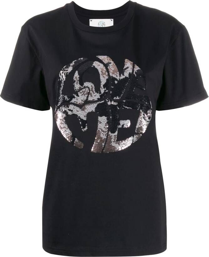 Alberta Ferretti T-shirt met tekst Zwart