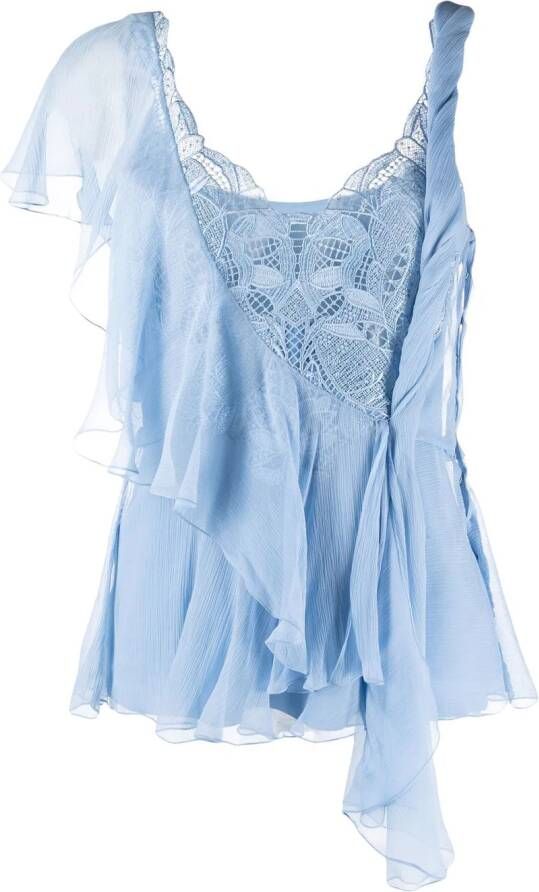 Alberta Ferretti Top met ruches Blauw