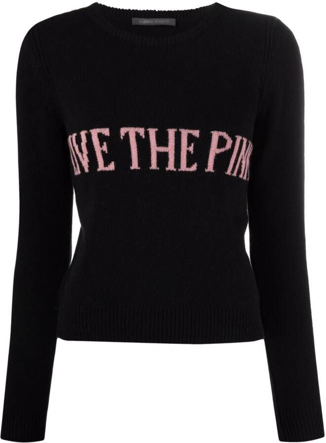 Alberta Ferretti Trui met intarsia tekst Zwart